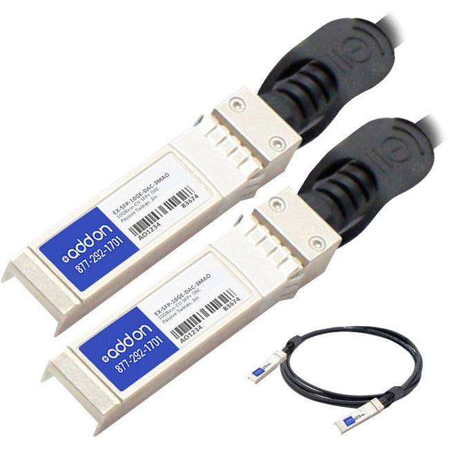 AddOn Juniper Networks EX-SFP-10GE-DAC-3M-kompatibles TAA-konformes 10GBase-CU SFP+-zu-SFP+-Direct-Attach-Kabel (passives Twinax, 3 m)