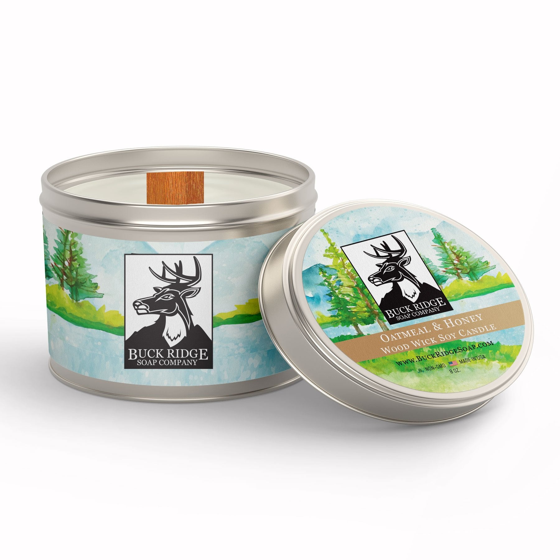 Oatmeal and Honey Sustainable Wood Wick Soy Candle Buck Ridge Soap