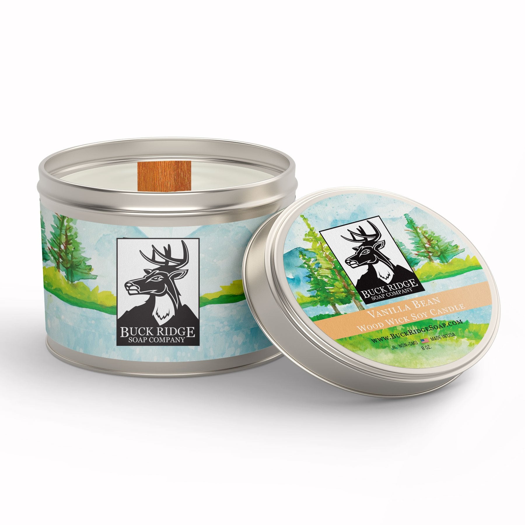 Vanilla Bean Sustainable Wood Wick Soy Candle Buck Ridge Soap