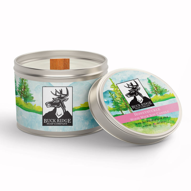 Honeysuckle Sustainable Wood Wick Soy Candle Buck Ridge Soap