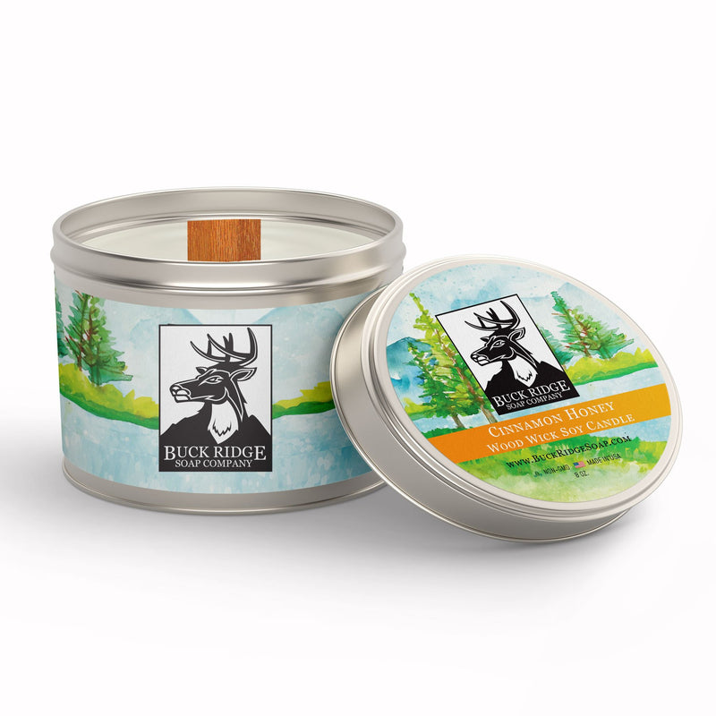Cinnamon Honey Sustainable Wood Wick Soy Candle Buck Ridge Soap
