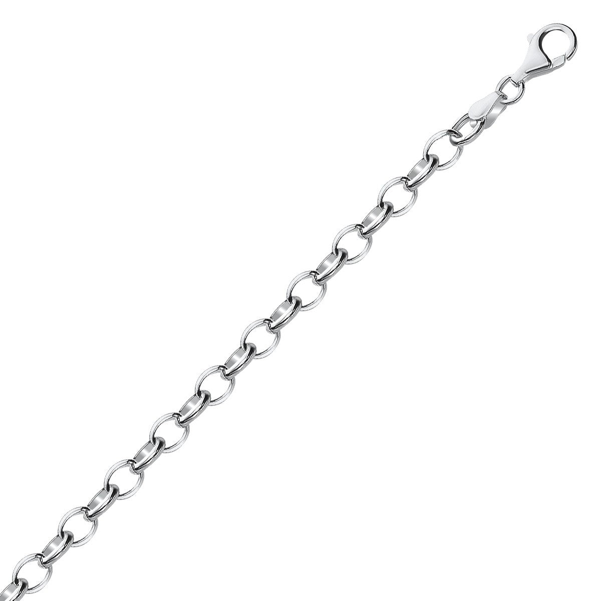 Sterling Silver Polished Charm Bracelet with Rhodium Plating 7.25"