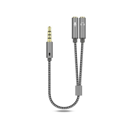 AUX Cable Jack 3.5mm Audio Cable 3.5 mm Jack Stereo Audio Male to 2 Female Headset Mic Y Splitter Cable Adapter Silver