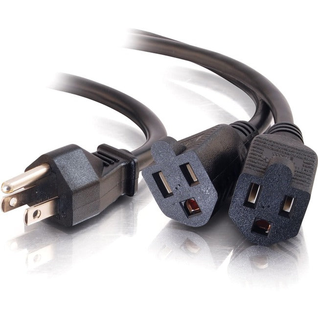 C2G 14in 16 AWG 1-to-2 Power Cord Splitter (1 NEMA 5-15P to 2 NEMA 5-15R) Default Title