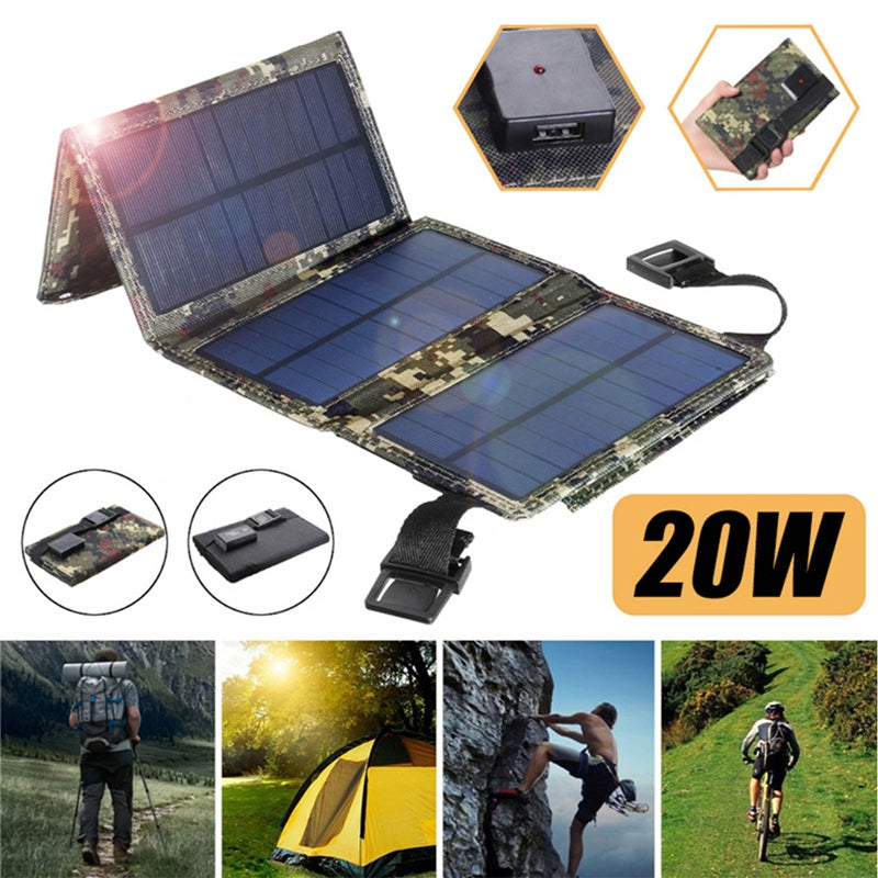 20W 30W 50W Folding Solar Panel 5V / 2A Output USB Mobile Phone Battery Charger Power Bank For Outdoor Camping Hiking