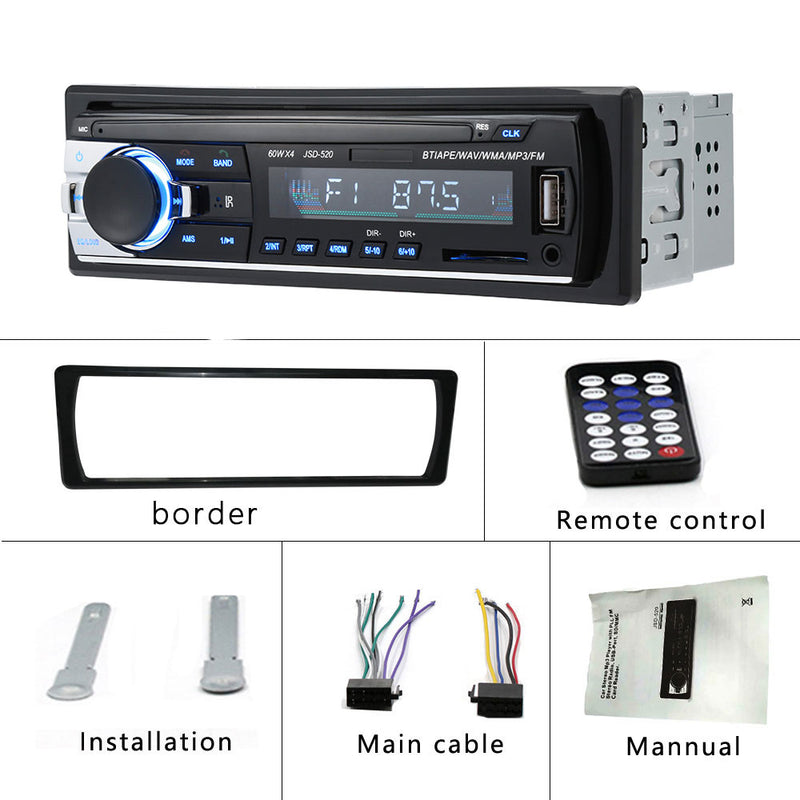 JSD-520 Car Radio Stereo Player JSD520 Bluetooth USB/SD/AUX MMC Subwoofer Vehicle Audio With Retail Box