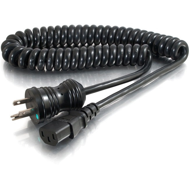 C2G 8ft 18 AWG Coiled Hospital Grade Power Cord (NEMA 5-15P to IEC320C13) - Black Default Title
