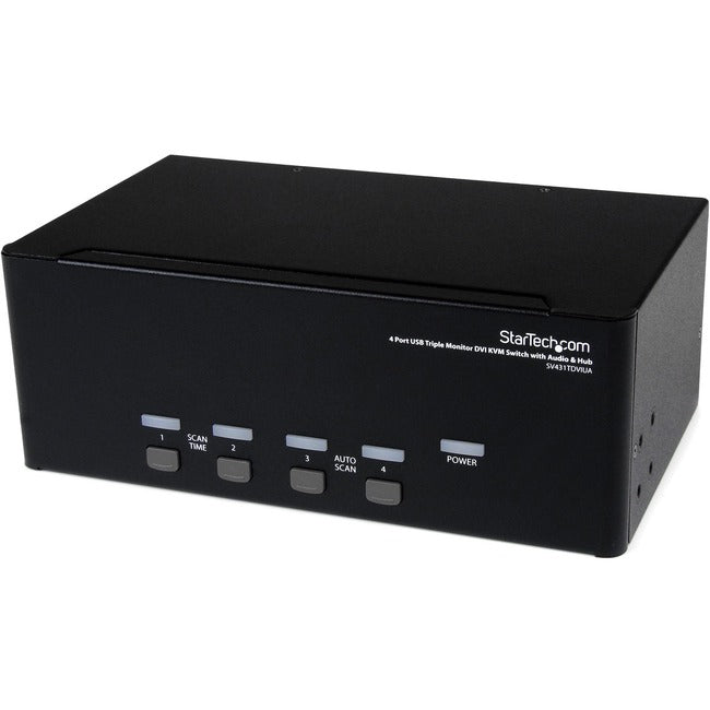 StarTech.com 4 Port Triple Monitor DVI USB KVM Switch with Audio & USB 2.0 Hub Default Title