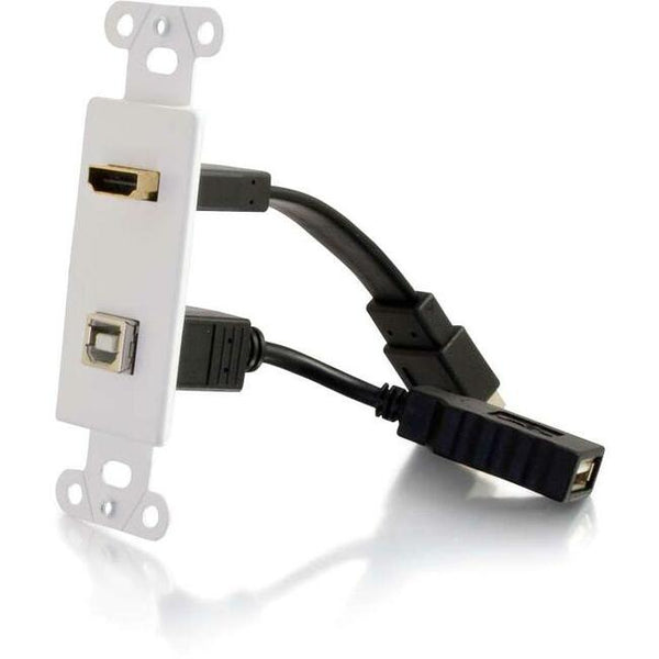C2G HDMI and USB Pass Through Wall Plate - White Default Title