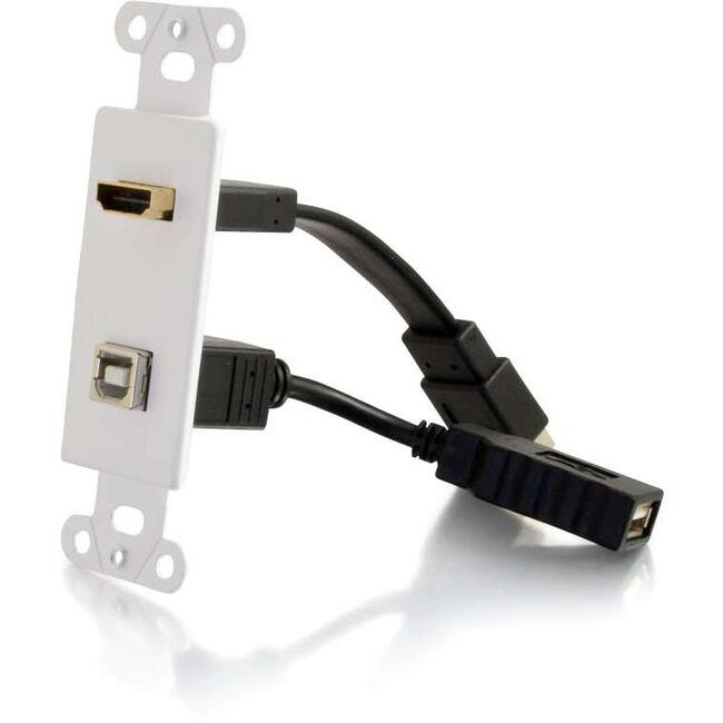 C2G HDMI and USB Pass Through Wall Plate - White