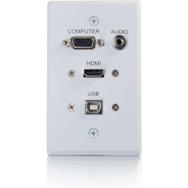 C2G HDMI, VGA, 3.5mm Audio and USB Pass Through Single Gang Wall Plate - White