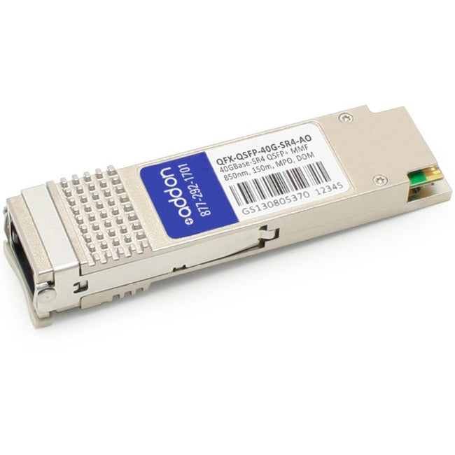 AddOn Juniper Networks QFX-QSFP-40G-SR4-kompatibler TAA-konformer 40GBase-SR4 QSFP+-Transceiver (MMF, 850 nm, 150 m, MPO, DOM)
