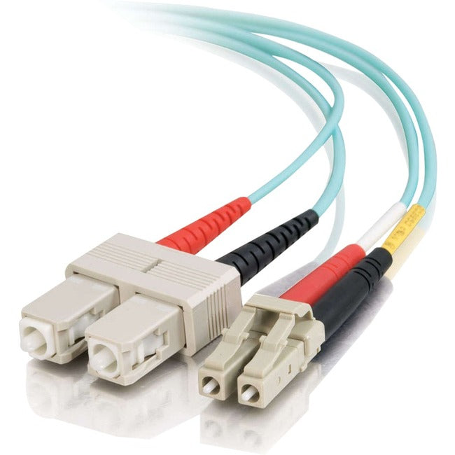 C2G 6m LC-SC 10Gb 50/125 Duplex Multimode OM3 Fiber Cable - Aqua - 20ft