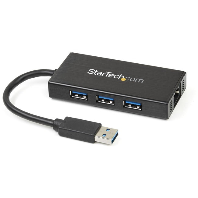 StarTech.com 3 Port Portable USB 3.0 Hub with Gigabit Ethernet Adapter NIC - Aluminum w/ Cable Default Title