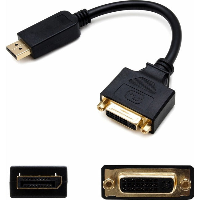 AddOn 8in DisplayPort Male to DVI-I Female Black Active Adapter Cable Default Title