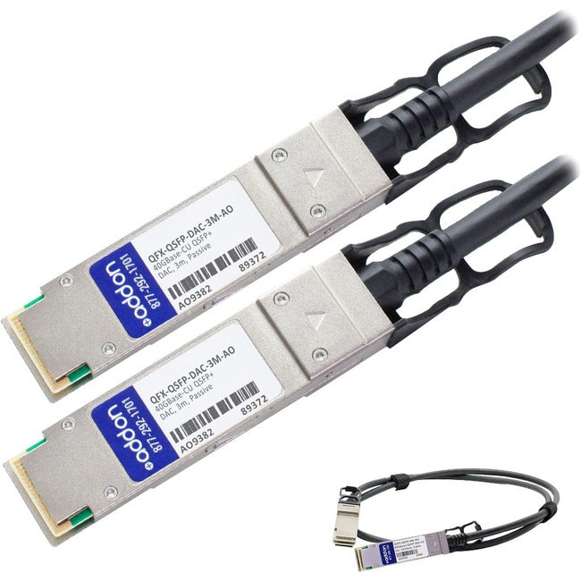 AddOn Juniper Networks QFX-QSFP-DAC-3M Compatible TAA Compliant 40GBase-CU QSFP+ to QSFP+ Direct Attach Cable (Passive Twinax, 3m)