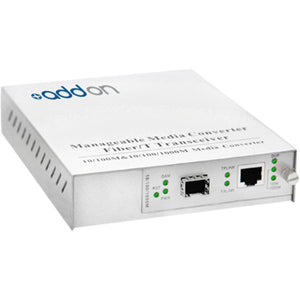 AddOn 10/100/1000Base-TX(RJ-45) to Open SFP Port Managed Media Converter Default Title
