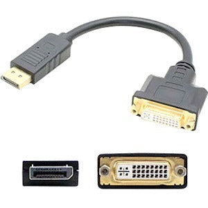 AddOn 5-Pack of 8in HP FH973AT Compatible DisplayPort Male to DVI-I Female Black Adapter Cables (Requires DP++)
