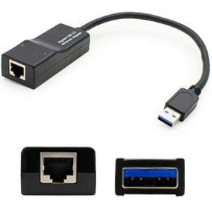 AddOn 5er-Pack mit 8 Zoll Lenovo 4X90E51405 kompatiblen USB 3.0 (A) Stecker auf RJ-45 Buchse schwarzen Netzwerkadapterkabeln