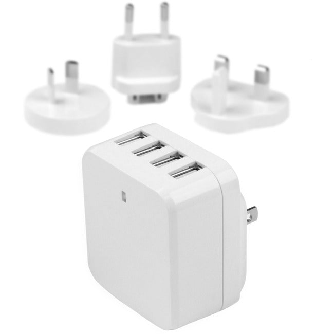 StarTech.com Travel USB Wall Charger - 4 Port - White - Universal Travel Adapter - International Power Adapter - USB Charger Default Title