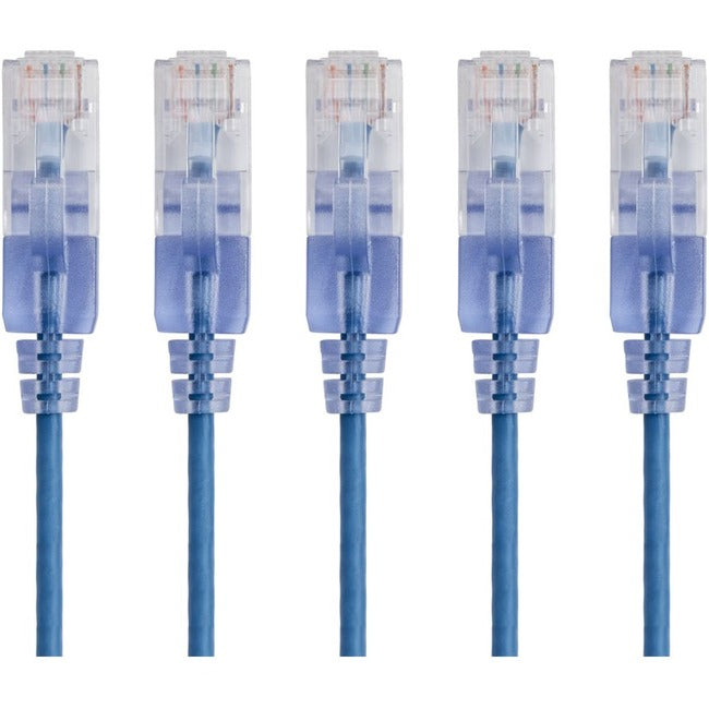 Monoprice 5-Pack, SlimRun Cat6A Ethernet Network Patch Cable, 5ft Blue