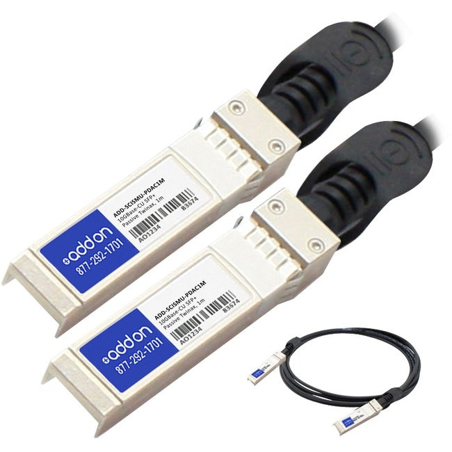 AddOn Cisco SFP-H10GB-CU1M to Multiple OEM Compatible TAA Compliant 10GBase-CU SFP+ to SFP+ Direct Attach Cable (Passive Twinax, 1m)