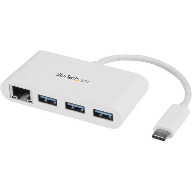 StarTech.com 3 Port USB C Hub with Gigabit Ethernet - USB-C to 3x USB-A - USB 3.0 - White - USB Hub with GbE - USB-C to USB Adapter - USB Type C Hub Default Title