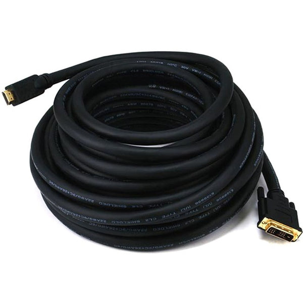 Monoprice 50ft 22AWG CL2 Standard HDMI to DVI Adapter Cable, Black Default Title