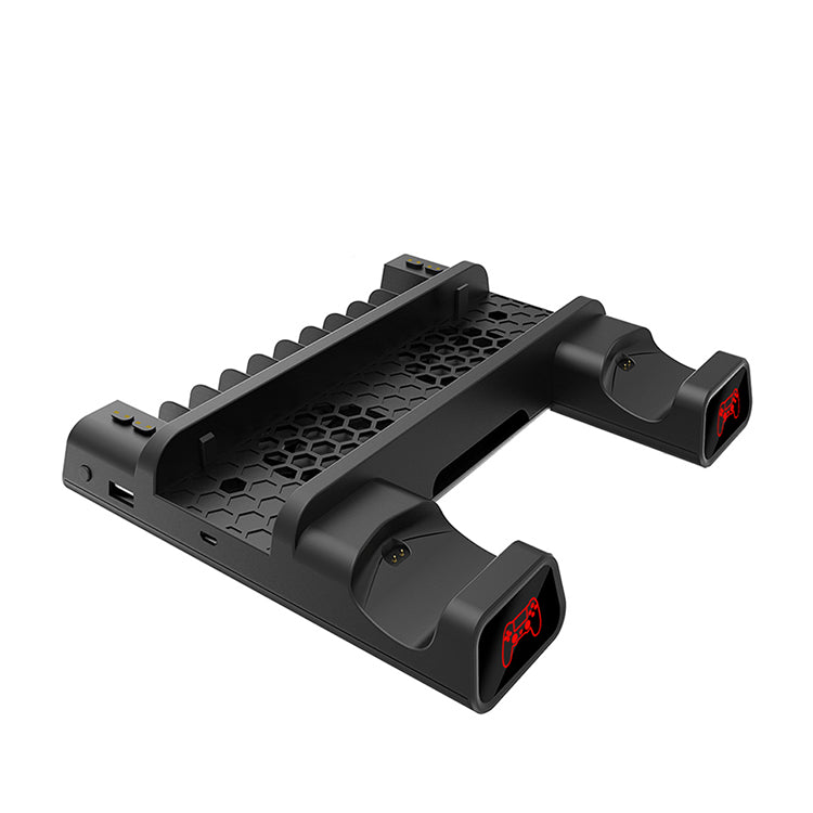 Dual Controller Charger For Playstation 4 /PS4 Slim/PS4 Pro Console Vertical Cooling Stand Charging Station 4 Connector Black