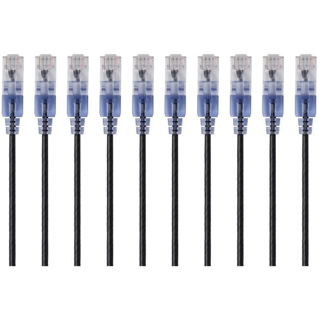 Monoprice 10-Pack, SlimRun Cat6A Ethernet Network Patch Cable, 1ft Black Default Title