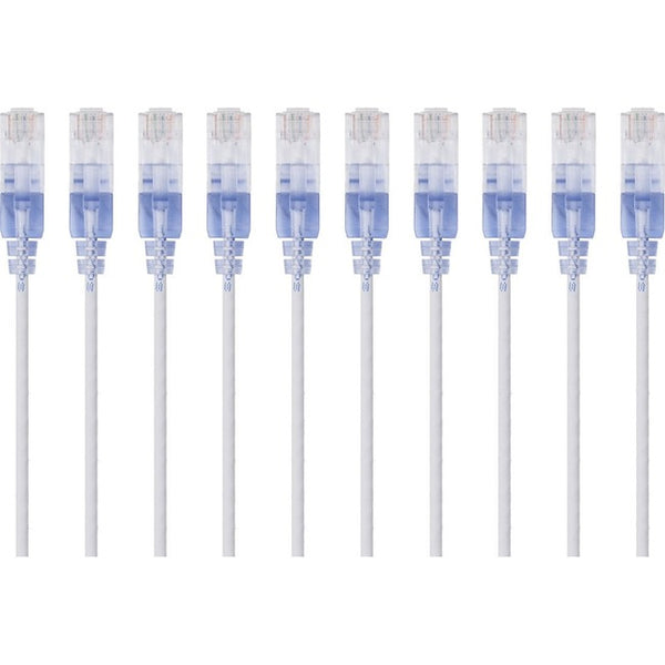 Monoprice 10-Pack, SlimRun Cat6A Ethernet Network Patch Cable, 3ft White Default Title