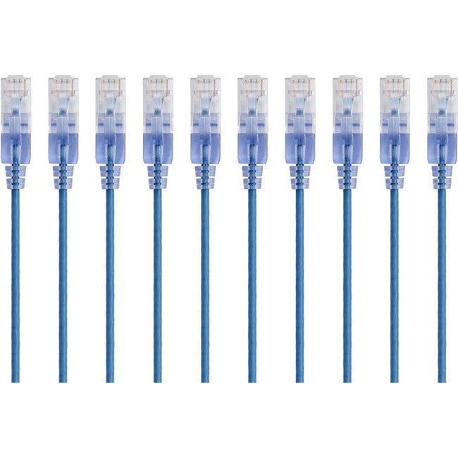 Monoprice 10-Pack, SlimRun Cat6A Ethernet Network Patch Cable, 7ft Blue Default Title
