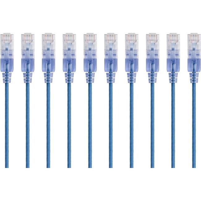 Monoprice 10er-Pack, SlimRun Cat6A Ethernet-Netzwerk-Patchkabel, 7 Fuß blau