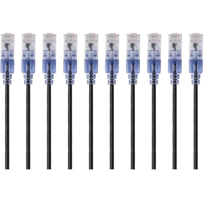 Monoprice 10-Pack, SlimRun Cat6A Ethernet Network Patch Cable, 10ft Black Default Title