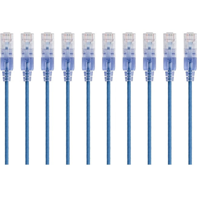 Monoprice 10-Pack, SlimRun Cat6A Ethernet Network Patch Cable, 14ft Blue