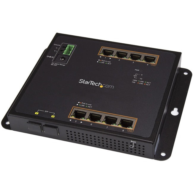 StarTech.com Gigabit Ethernet Switch - 8 Port PoE+ plus 2 SFP Ports - Industrial - Gigabit Switch - Managed Switch Default Title
