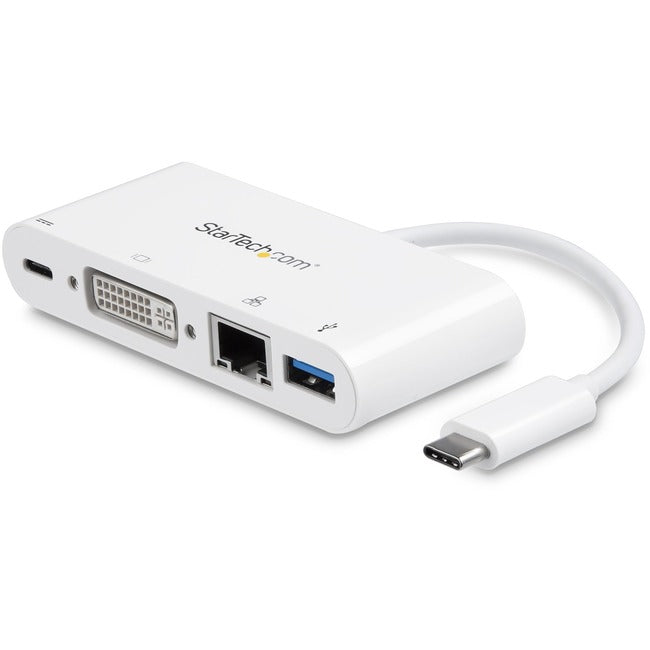 StarTech.com USB C Multiport Adapter - with Power Delivery (USB PD) - USB C to USB 3.0 / DVI / Gigabit Ethernet - USB-C Hub Default Title