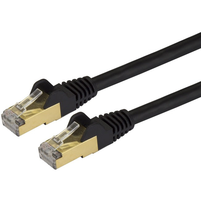 StarTech.com 15 ft Black Cat6a Shielded Patch Cable - Cat6a Ethernet Cable - 15ft Cat 6a STP Cable - Snagless RJ45 - Long Ethernet Cord