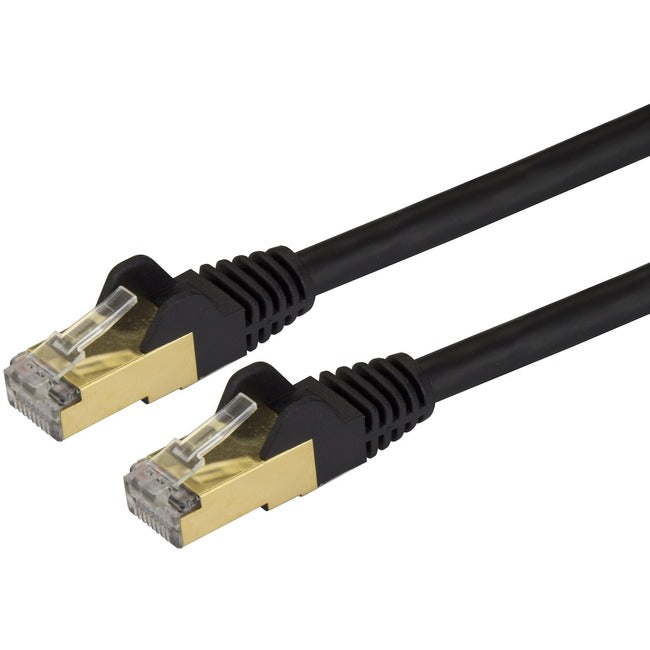 StarTech.com 6in Black Cat6a Shielded Patch Cable - Cat6a Ethernet Cable - 6 inch Cat 6a STP Cable - Short Ethernet Cord