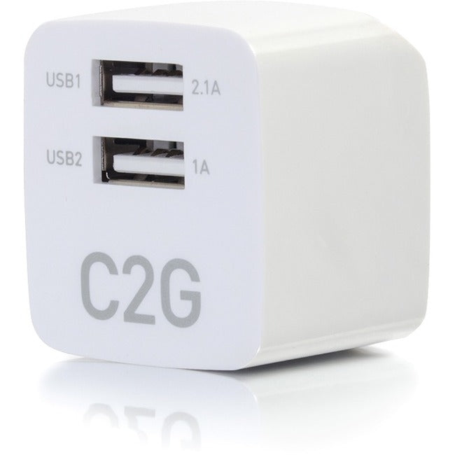 C2G 2-Port USB Wall Charger - AC to USB Adapter, 5V 2.1A Output