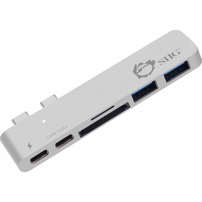 SIIG Thunderbolt 3 USB-C-Hub mit Kartenleser und PD-Adapter – Silber