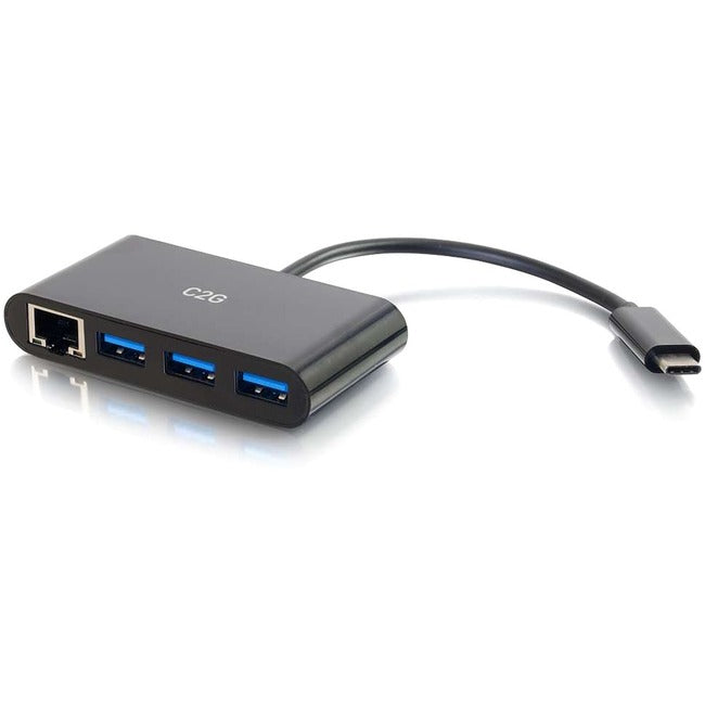 C2G USB C Ethernet and 3 Port USB A Hub - Black Default Title