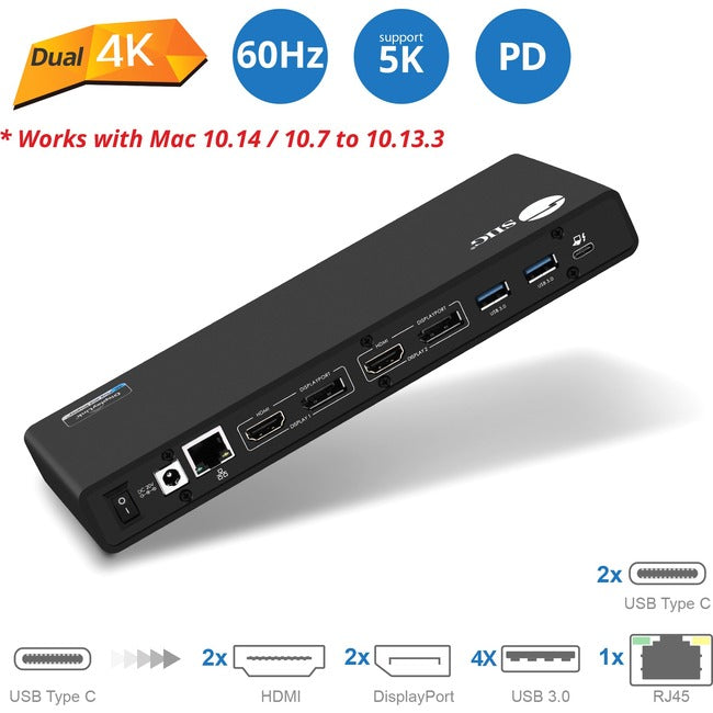 SIIG USB 3.1 Type-C Dual 4K Docking Station with Power Delivery