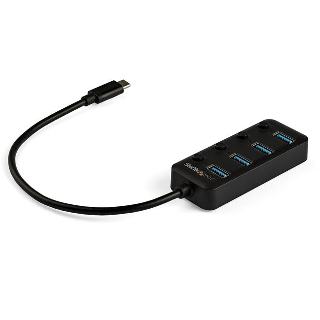 StarTech.com 4-Port USB C Hub - 4x USB-A Ports with Individual On/Off Switches - Portable USB-C to USB 3.0 Hub - Bus-Powered USB Type-C Hub