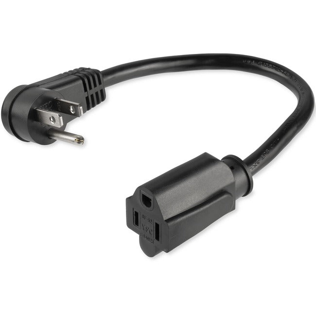 StarTech.com 1 ft Flat Extension Cord - NEMA 5-15R to NEMA Right-Angle 5-15P Power Cable - Low Profile Extension Cord - Right Angle Power Cord Default Title