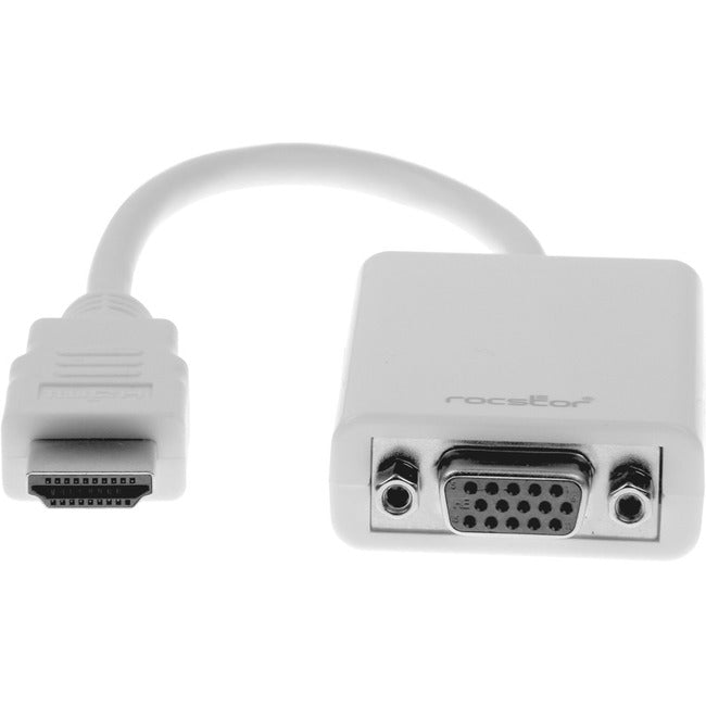 Rocstor HDMI-zu-VGA-Adapter-Konverter M/F – 6 Zoll – für Ultrabook, Laptop, Monitor, Projektoren, Desktop-PC, Laptop – 1920 x 1080 – 1 Packung – 1 x HDMI-Stecker für digitales Audio/Video – 1 x HD-15-VGA-Buchse – 6 Zoll - Weiß - ADAPTER HDMI AUF VGA HD15