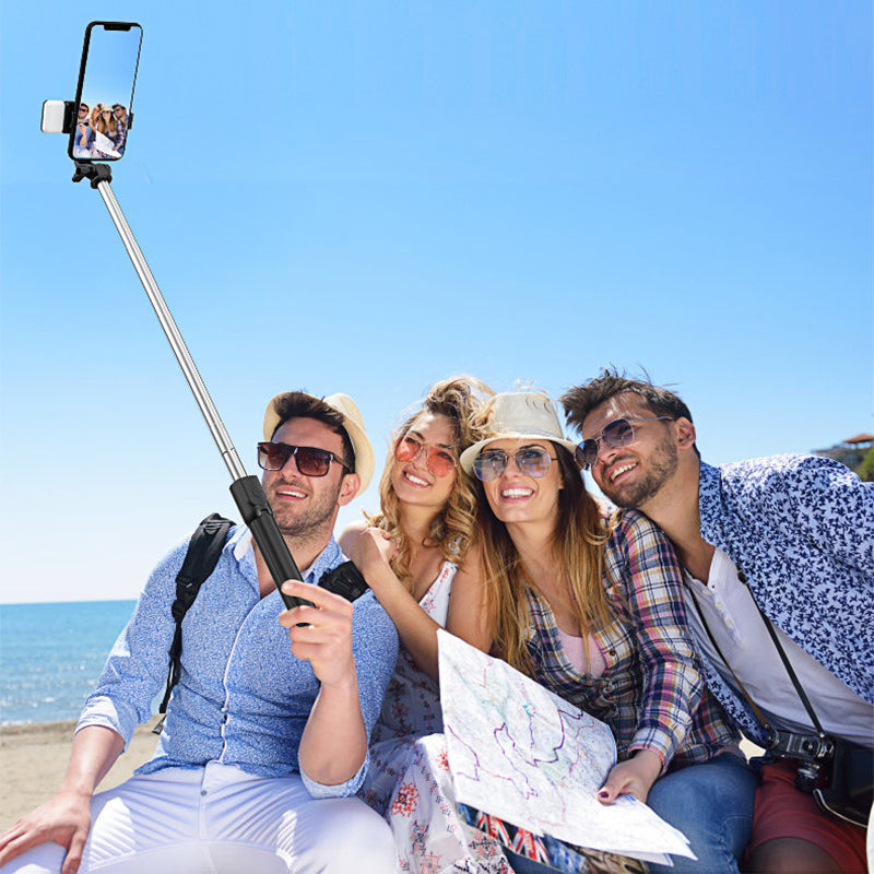 Wireless bluetooth selfie stick foldable mini tripod with fill light shutter remote control for IOS Android Smart phone GreatEagleInc