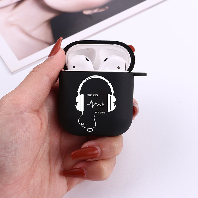 Funny All Black Case For Apple iPhone Charging Box AirPods Pro Soft Candy Color Carabiner Cover Accessories