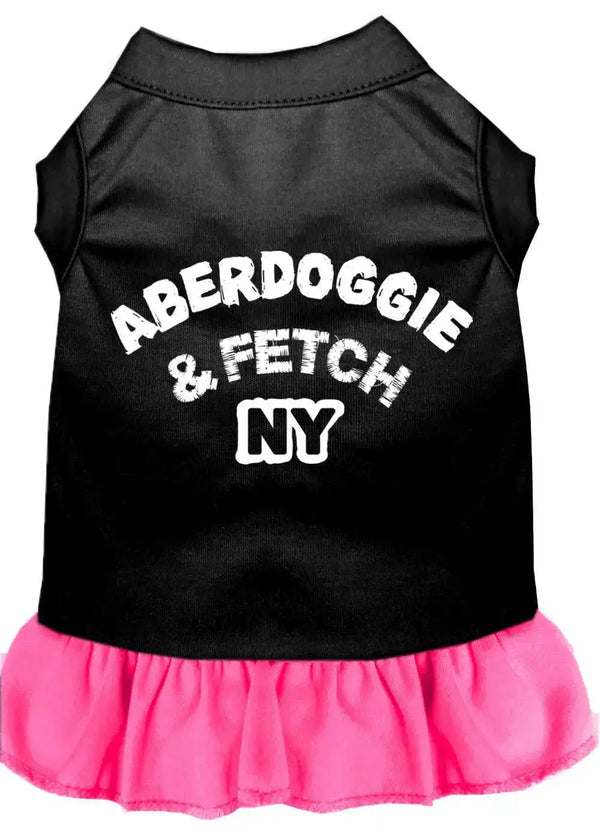 Aberdoggie-Ny-Screen-Print-Dress-Black-With-Bright-Pink-Xl-GreatEagleInc-319271294