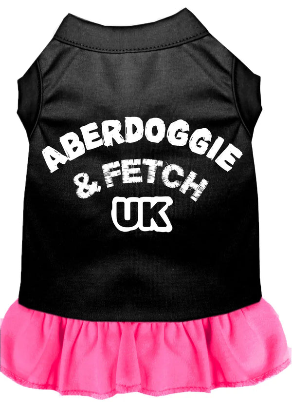 Aberdoggie Uk Screen Print Dress Black With Bright Pink Xxl Default Title